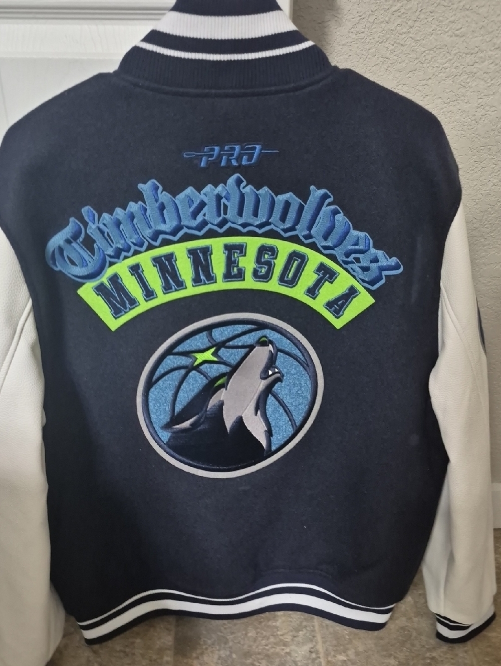 Minnesota Timberwolves Navy & White Varsity Bomber Jacket